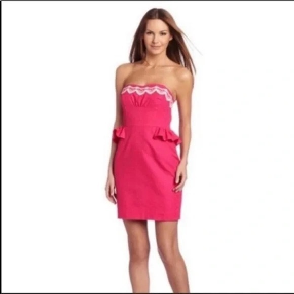 Lilly Pulitzer Maybell in Azalea Pink Resort Preppy Elegant Strapless Dress 10 - Picture 1 of 10